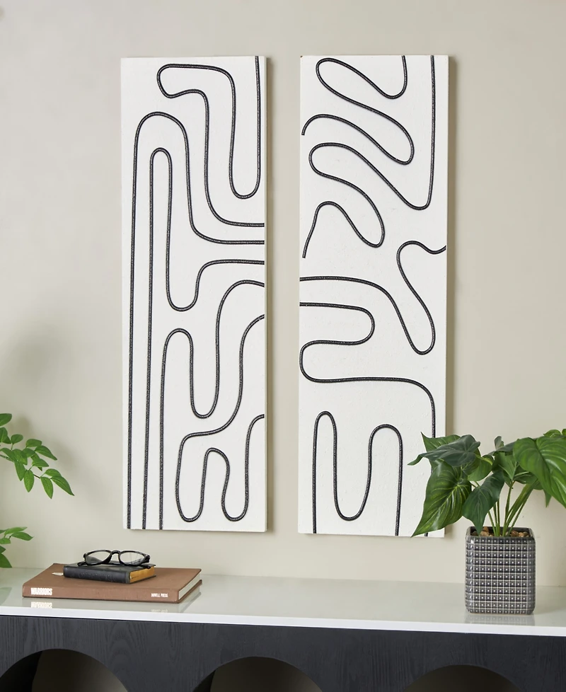 Rosemary Lane Wood Contemporary Wall Art, Set of 2