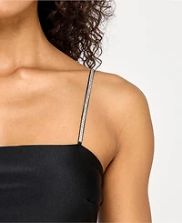 Emerald Sundae Juniors' Rhinestone-Strap Asymmetrical Dress