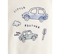 Carter's Baby Boys Cotton Cars Little Brother Long-Sleeve Bodysuit & Pants, 2 Piece Set