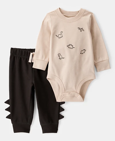 Carter's Baby Boys Cotton Dinosaur Long-Sleeve Bodysuit & Pants, 2 Piece Set