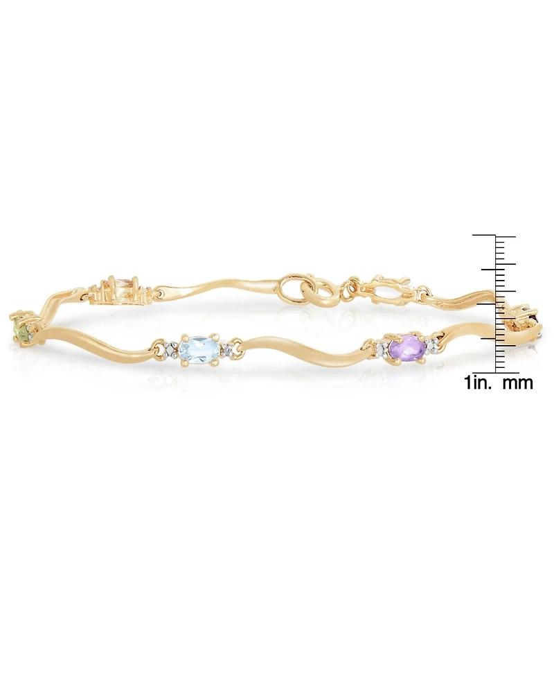 Sterling Silver Gold Plated Multi-Colored Cubic Zirconia Bracelet
