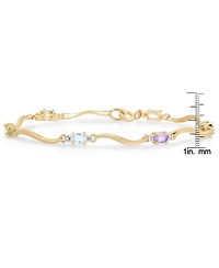 Sterling Silver Gold Plated Multi-Colored Cubic Zirconia Bracelet
