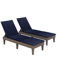 Gymax 2PCS Patio Lounge Chair Recliner Chair w/ 3-Position Adjustable Backrest & Cushion