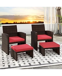 Multipurpose Outdoor 2 Pieces Patio Pe Rattan Ottomans Footstool