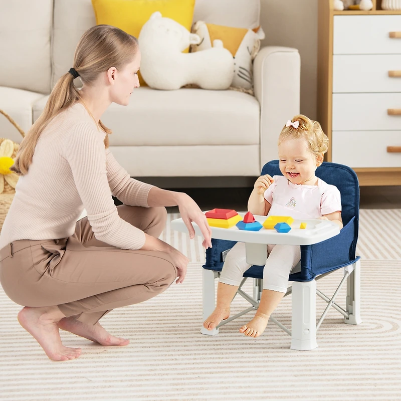 Slickblue Toddler Portable Booster Seat with Straps and Double Tray