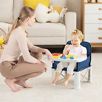 Slickblue Toddler Portable Booster Seat with Straps and Double Tray