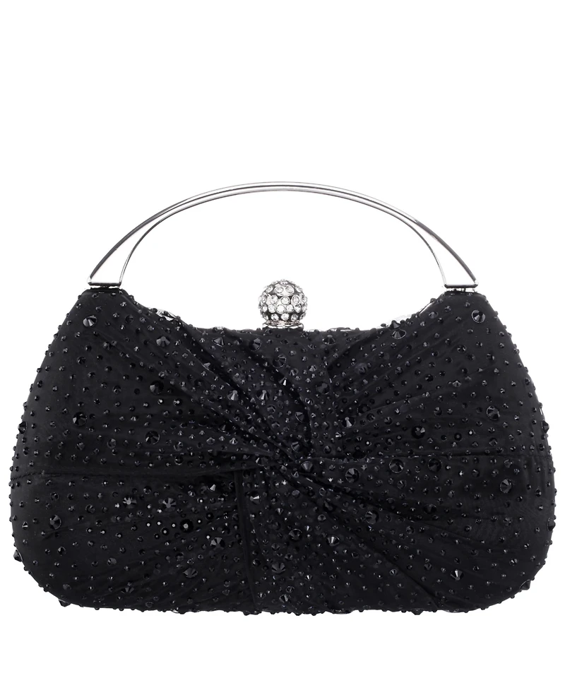 Nina Crystal Twist Chiffon and Satin Minaudiere Clutch Bag