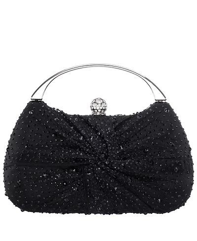 Nina Crystal Twist Chiffon and Satin Minaudiere Clutch Bag