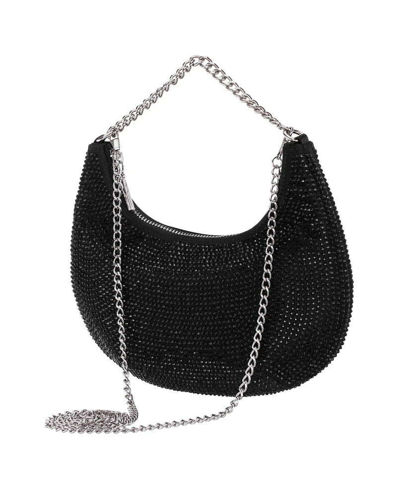 Nina All Over Crystal Crescent Moon Crossbody Bag