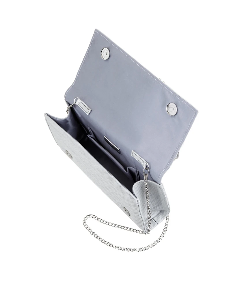 Nina Double Crystal Flower Slim Clutch Bag