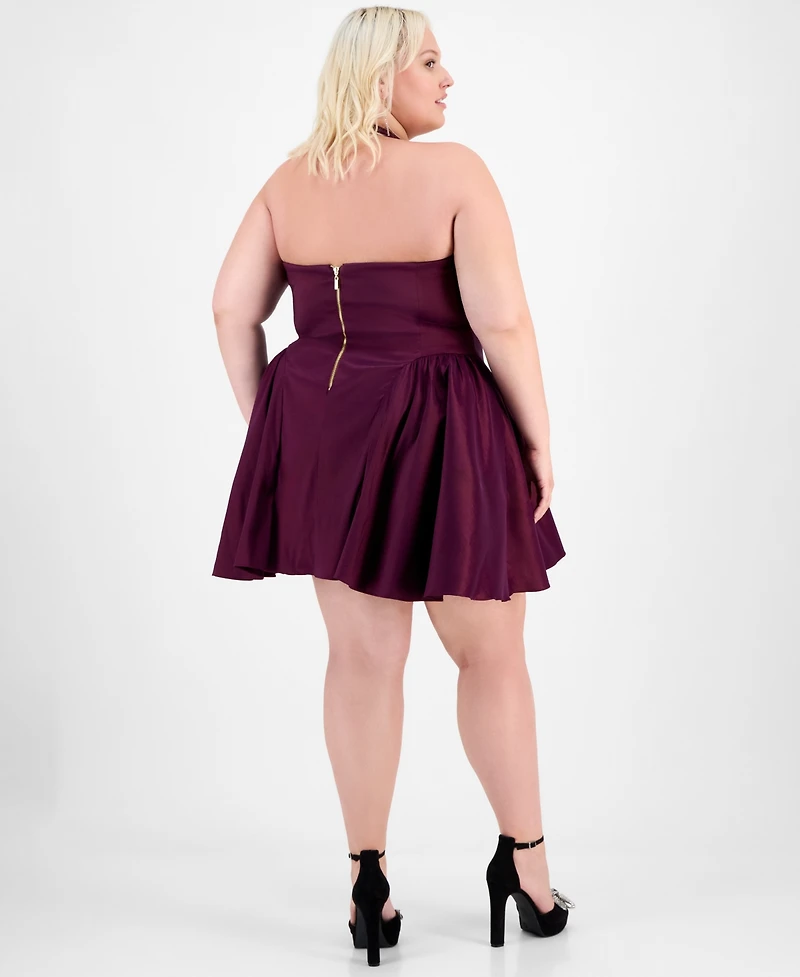 B Darlin Trendy Plus A-Line Halter Dress