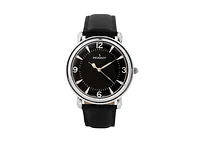 Peugeot Men's 38mm Black Dial Retro Design Calf Skin Leather Strap watch
