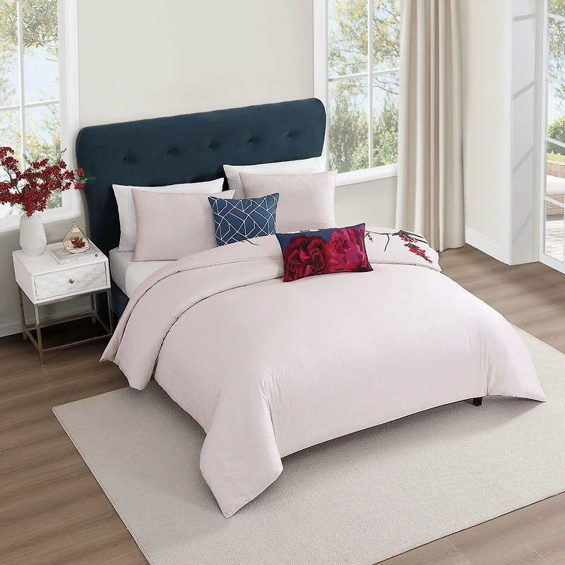 Bebejan Zinnia Bedding 100% Cotton Sateen 5 Piece Queen Size Reversible Comforter Set