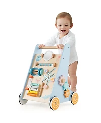 Slickblue Toddler Walker Push and Pull Learning Activity Center with Wheels