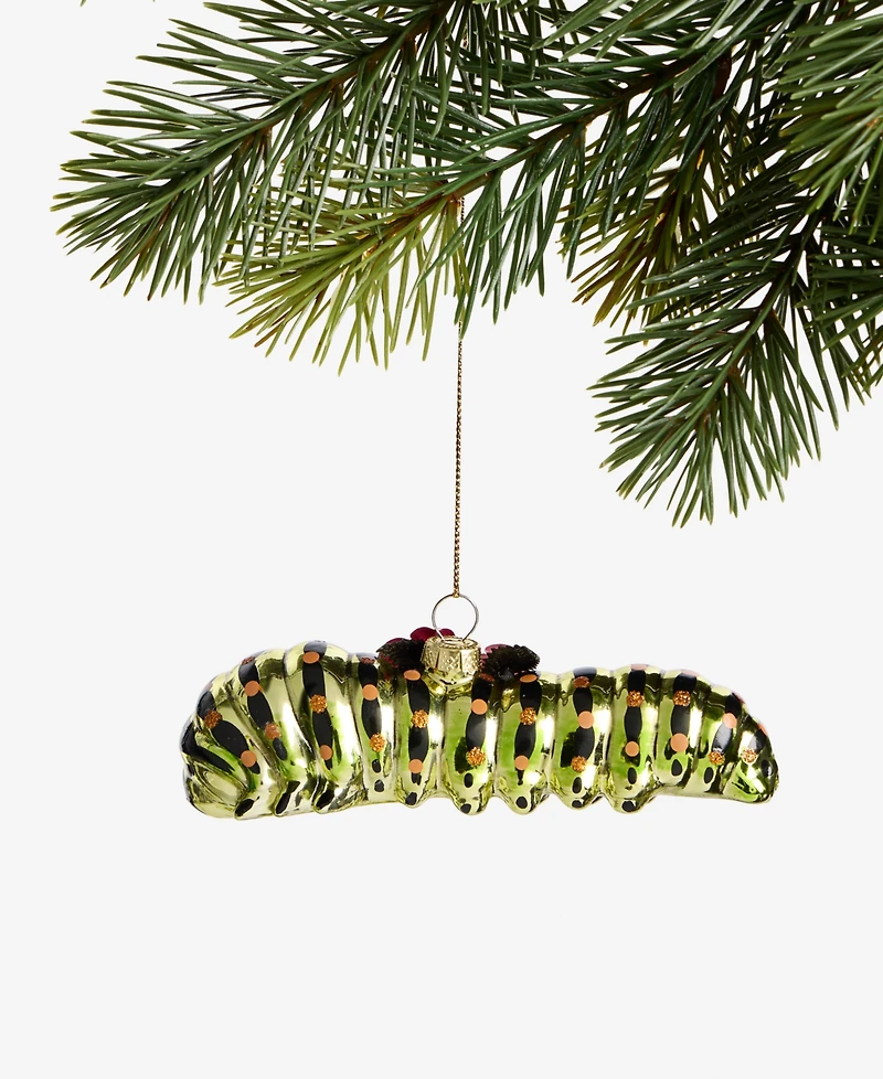 Holiday Lane Enchanted Forest Glass Caterpillar Ornament, Macy's Exclusive