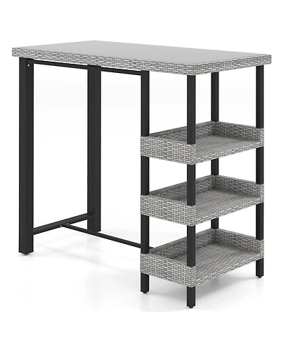 Outdoor Bar Table with Tempered Glass Top for Patio Deck or Poolside