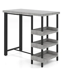 Outdoor Bar Table with Tempered Glass Top for Patio Deck or Poolside