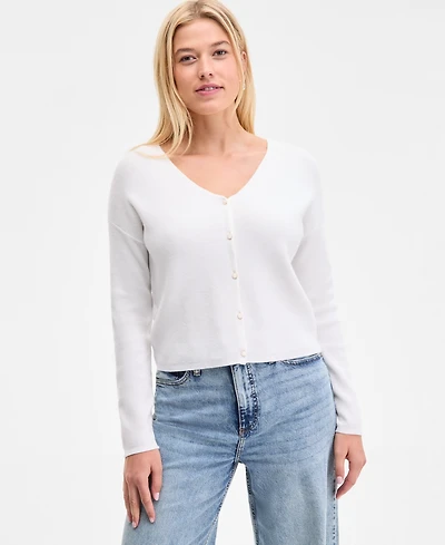 On 34th Women's V-Neck Button-Front Cardigan, Exclusively at Macy's