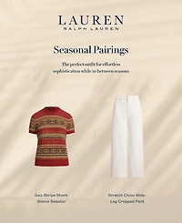 Lauren Ralph Women's Geo-Striped Short-Sleeve Sweater