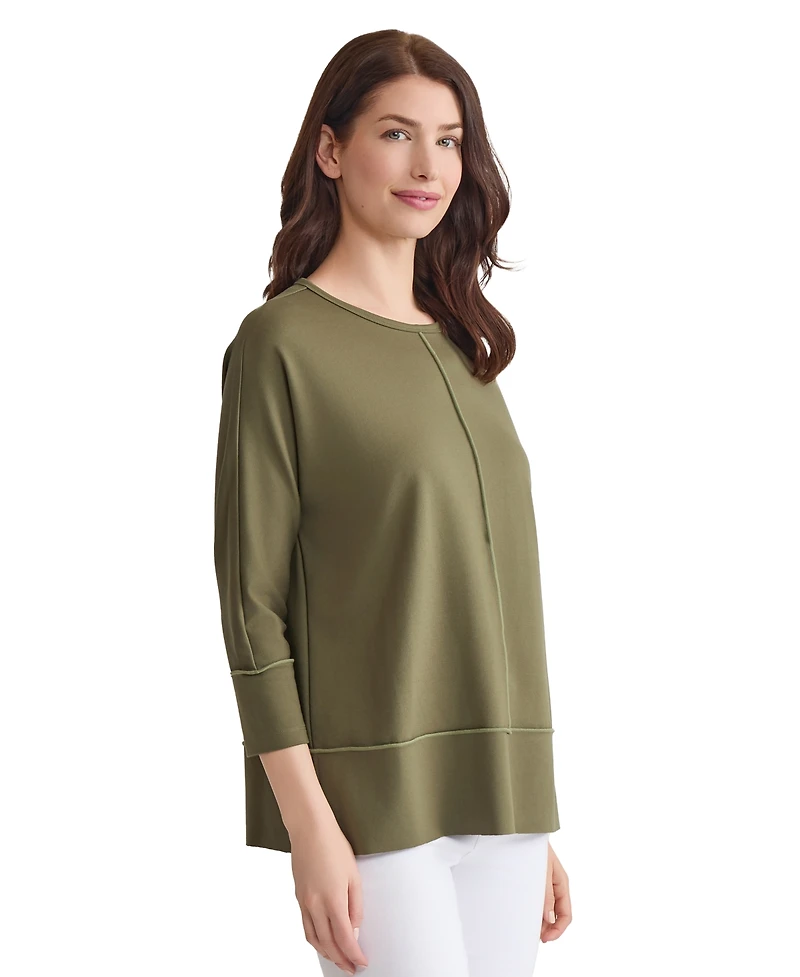 Jones New York Women's Exposed Seam 3/4-Sleeve Top