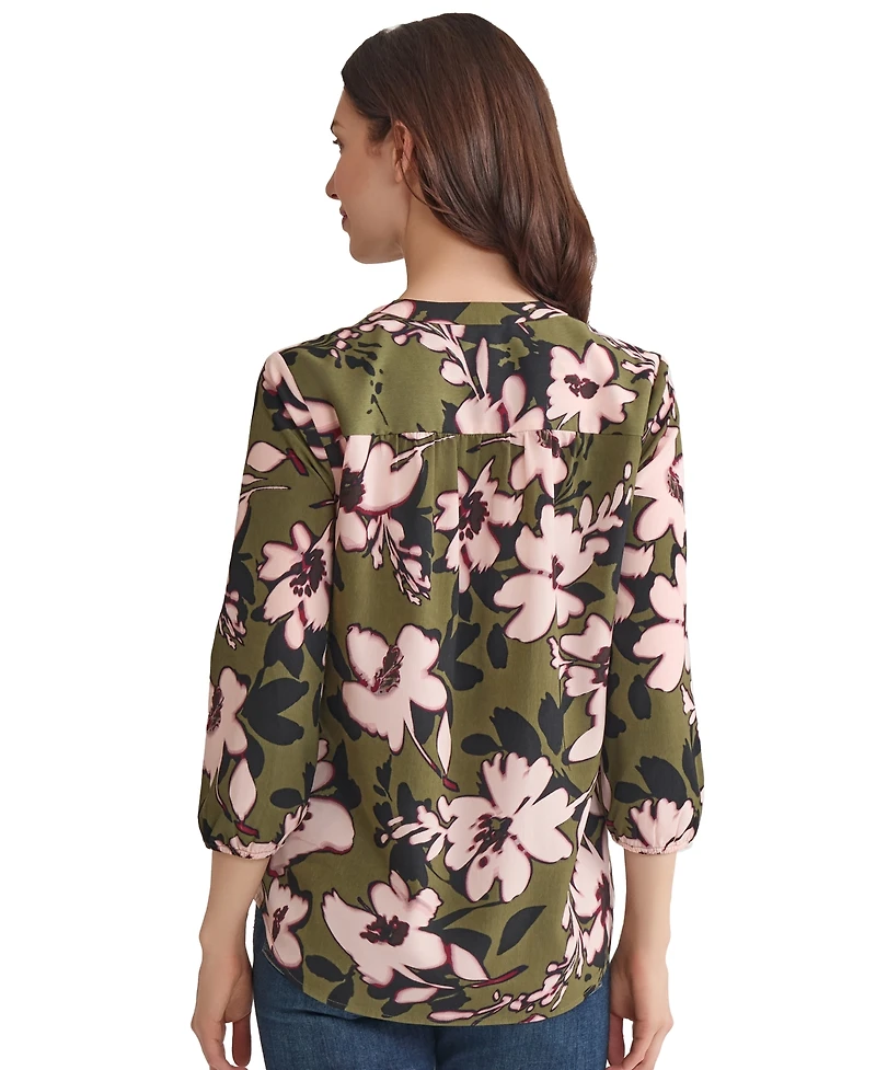 Jones New York Women's Floral-Print 3/4-Sleeve Top