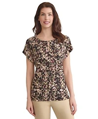 Jones New York Womens Floral Print Keyhole Top Pxs Xl