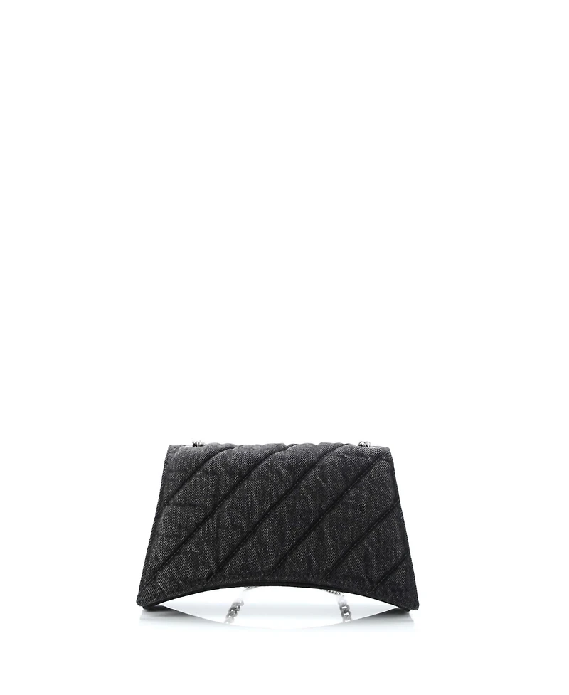 Pre-Owned Balenciaga Small Crush Chain Flap Bag Quilted Denim