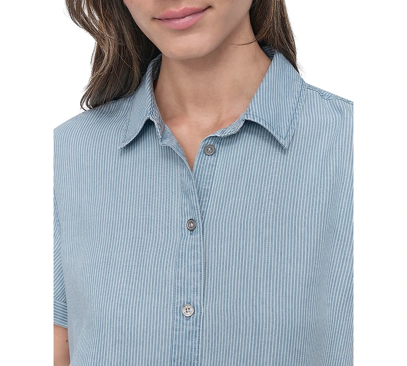 Dkny Jeans Women's Rolled-Sleeve Button-Up Shirt