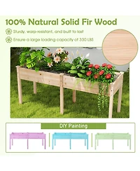 Slickblue Outdoor Raised Garden Bed with Divider Panel and Drainage Holes