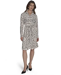 Halston Women's Printed Commuter Tie-Waist Dress