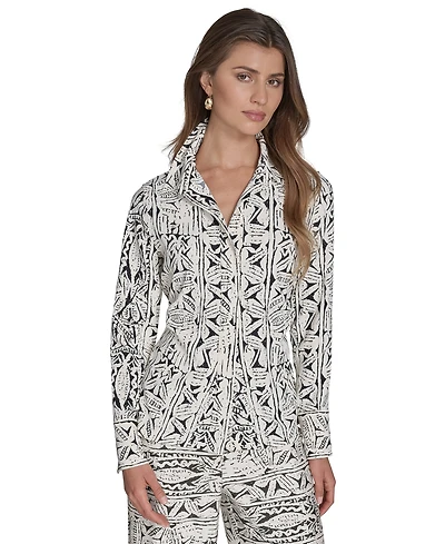 Halston Women's Printed Button-Front Shirt