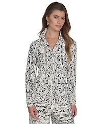 Halston Women's Printed Button-Front Shirt