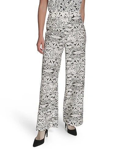 Halston Women's Printed High-Rise Wide-Leg Pants