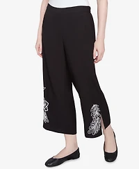 Ruby Rd. Petite Soft Tropical Fern Embroidered Capri Pants