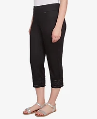 Ruby Rd. Petite Lotus Lace Soft Denim Capri Jeans