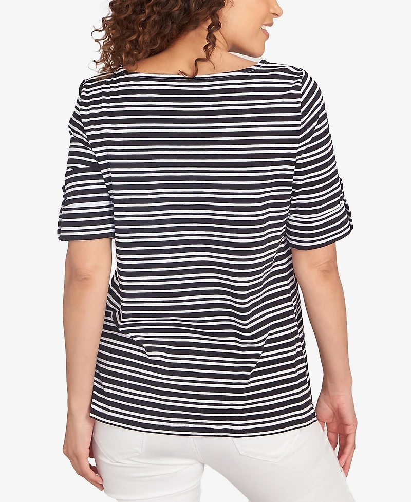 Ruby Rd. Petite Variegated Stripe Knit T Shirt