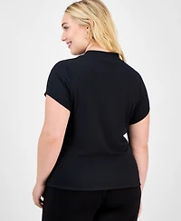 Bar Iii Trendy Plus Second-Skin Short-Sleeve Mock-Neck Top, Macy's Exclusive