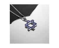 Vincero Men's Star of David Pendant with Blue Spinel Sterling Silver