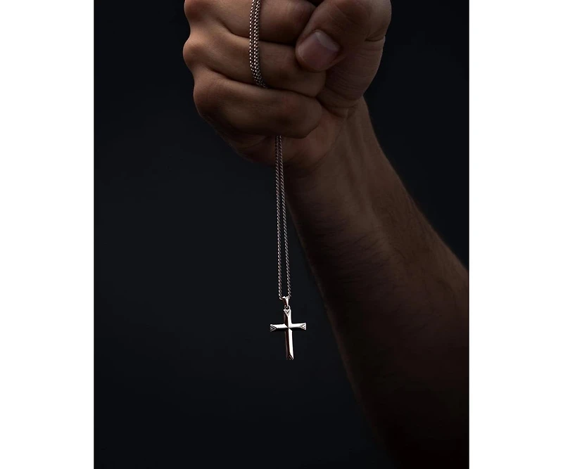 Vincero Men's Silver Cross Pendant Necklace in Stainless Steel, 22"