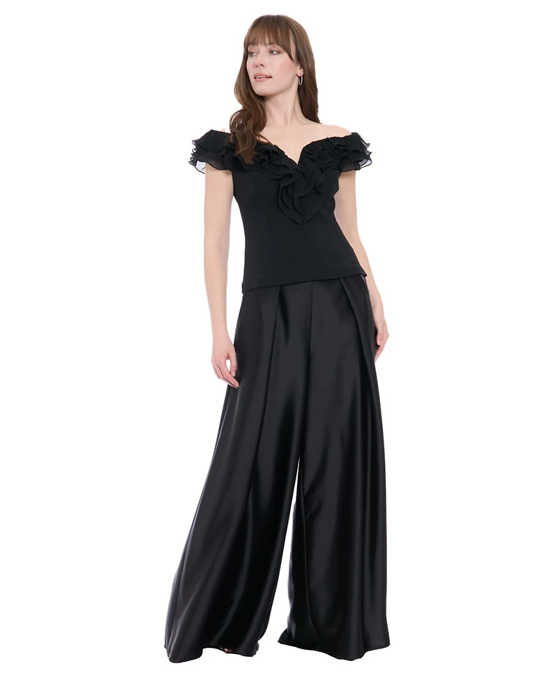 Muse Women's Scuba Crepe Ruffled-Neckline Top