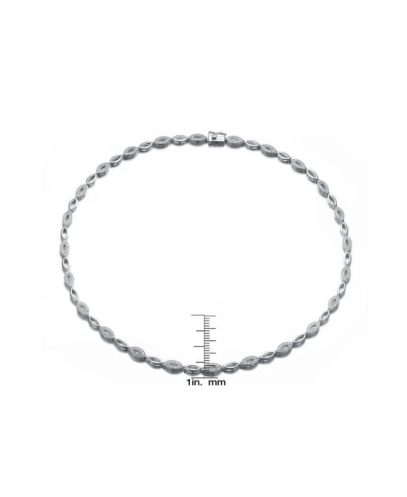 Sterling Silver White Gold Plated Cubic Zirconia Simplicity Necklace