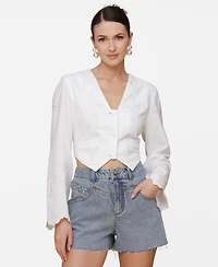 Avec Les Filles Women's Cotton Eyelet Vest-Style Top