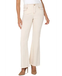Liverpool Los Angeles Women's Gia Glider Mid-Rise Flare Fray-Hem Jeans