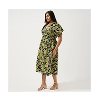 Estelle Wildleaf Cotton Midi Dress