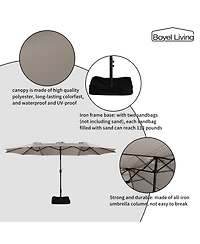 15 Ft Patio Umbrella with Base Included Outdoor Double-sided Extra Large Table Market