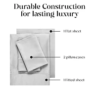 Superior Egyptian Cotton 1500 Thread Count Embroidered Marrow Stitch Hem Deep Pocket Sheet Set,Queen