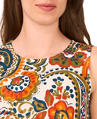 Msk Women's Sleeveless Round-Neck Shift Dress