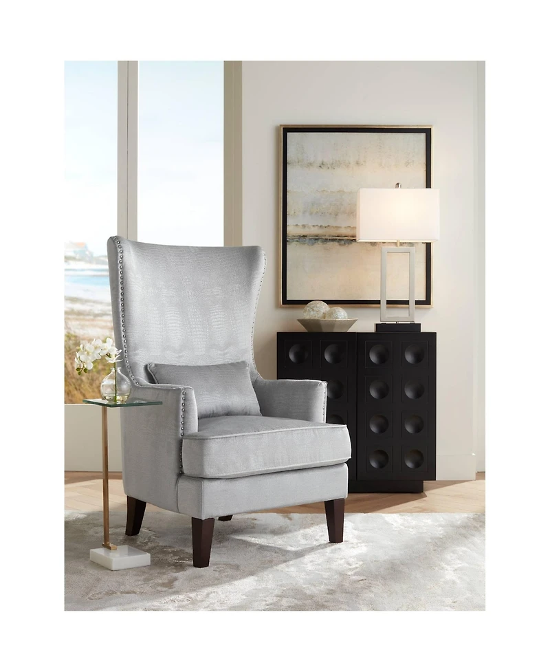 Todd Modern Table Lamp with Hotel Style Usb and Ac Power Outlet in Base 30" Tall Brushed Nickel Rectangle White Shade for Living Room Bedroom Hou