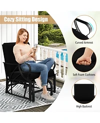 Slickblue Patio Glider Rocking Chair with Thick Cushion and Curved Armrest
