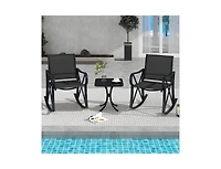 3 Piece Patio Rocking Set with Smooth Motion Outdoor Rocker Chair Bistro